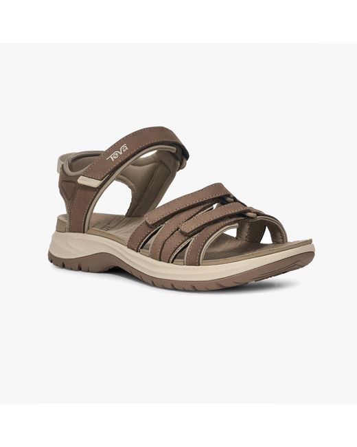 Teva Brown Tirra Sport Leather Cross Strap Sandals Caribou