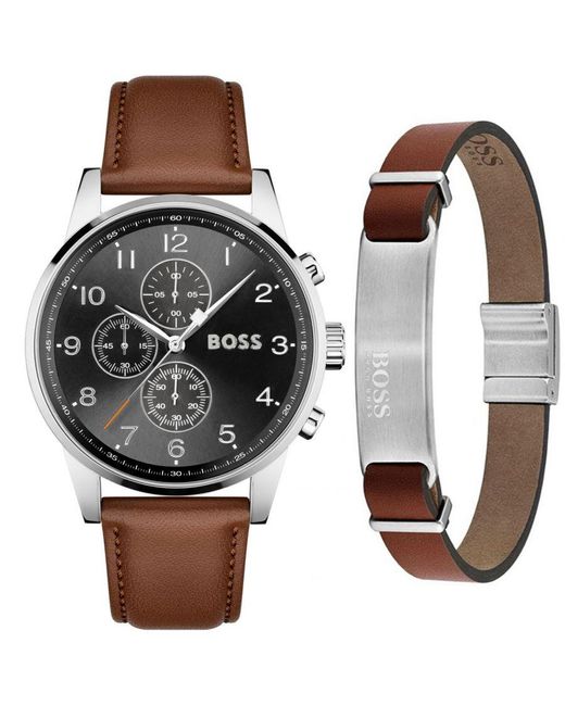 Boss Brown Navigator Watch 1570097 Leather (Archived) for men