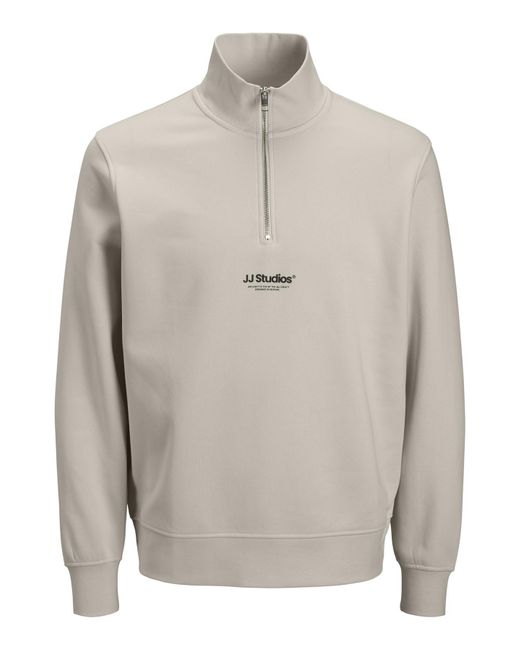 Jack & Jones Gray Sweatshirts 1/4 Zip High Neck Long Sleeve for men