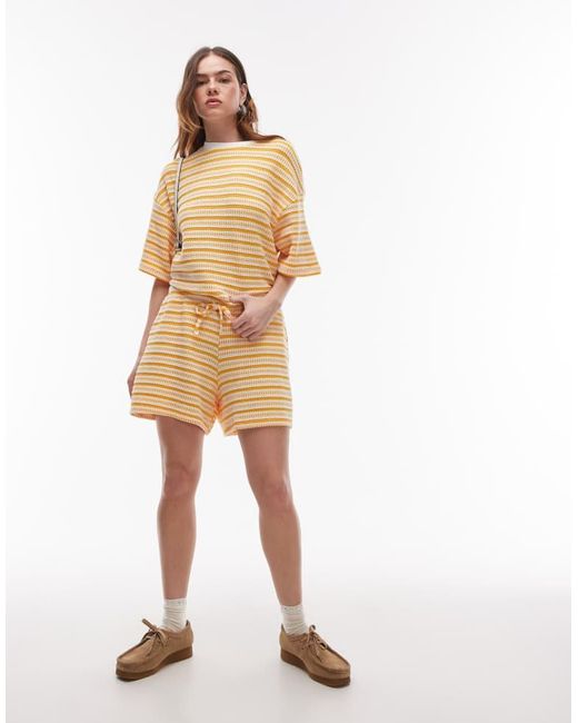 TOPSHOP Metallic Textured Stripe Oversized T-Shirt Co-Ord