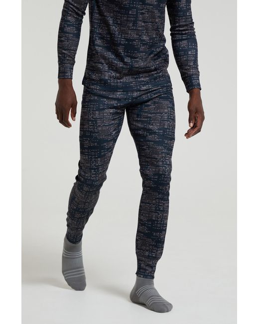 Mountain Warehouse Blue 'Talus' Thermal Base Layer Trousers High Wicking Quick Dry Winter Pants for men