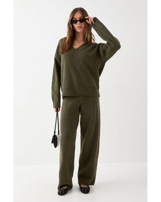 MissPap Green Knitted Wide Leg Trousers