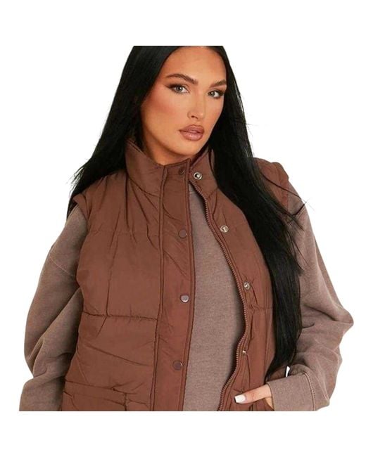 Missy Empire Brown Missy Empire /Ladies Quilted Sleeveless Gilet