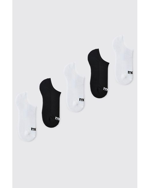 BoohooMAN Black 5 Pack Dot Half Terry Trainer Socks for men