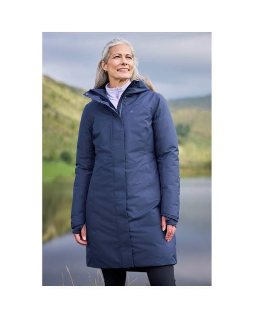 Mountain Warehouse Blue Ladies Polar Down Long Length Hybrid Jacket