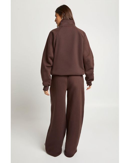 Boohoo Blue Half Zip Sweatshirt Piping Detail Tracksuit