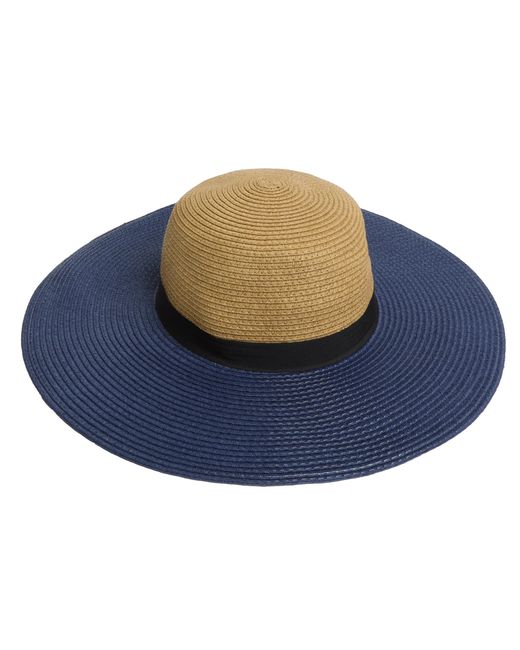 Woodland Leathers Blue Colour Block Wide Brim Sun Hat Adjustable Beach Hat