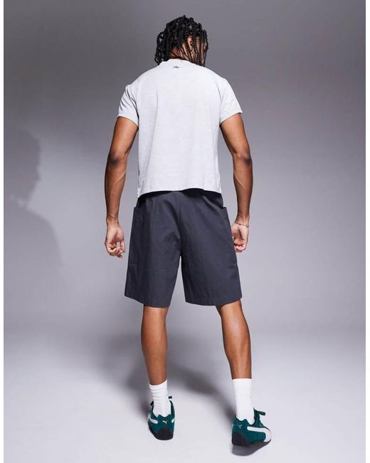 ASOS Blue Mid Length Poplin Cargo Shorts for men