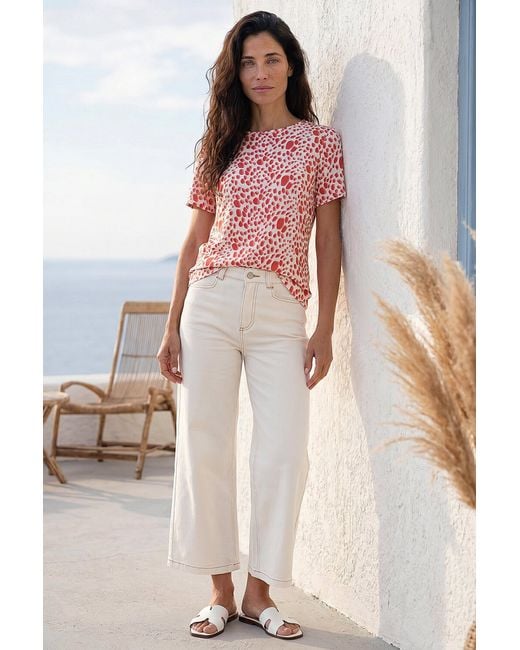 Roman Red Classic Abstract Print Top