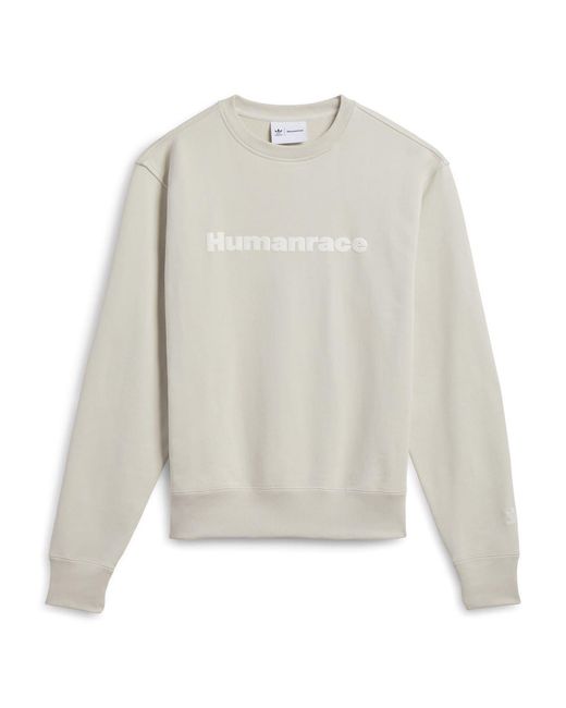 Adidas Originals White Pw Basics Relaxed Fit Crew Neck Sweatshirt for men
