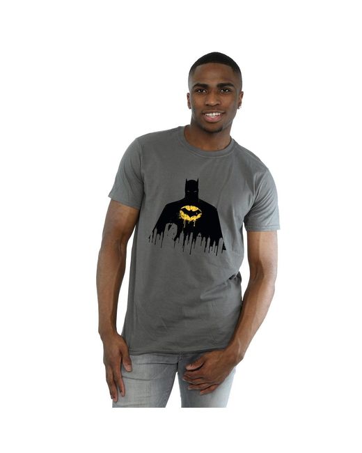 Dc Comics Gray Batman Shadow Paint T-Shirt Cotton for men