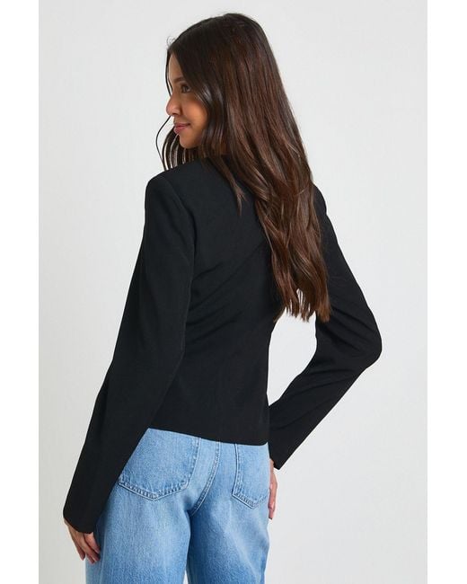 Boohoo Black Tailored Cinch Waist Blazer