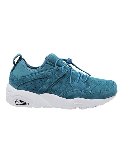 PUMA Blue Trinomic Blaze Of Glory Soft Slip On Toggle Trainers 360101 05 Leather (Archived) for men