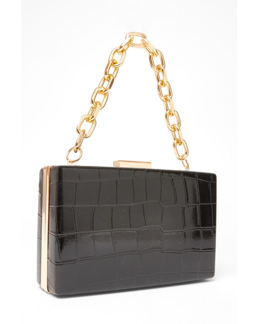 Quiz Black Patent Croc Box Bag