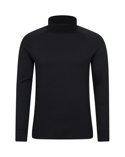 Mountain Warehouse Black 'Summit' Merino Top Casual Long Sleeve Lightweight Funnel Neck T-Shirt for men