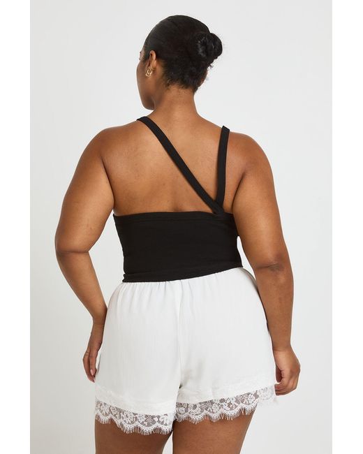 Boohoo White Plus Chiffon Lace Hem Flippy Short