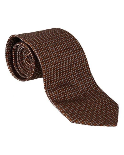 Dolce & Gabbana Brown Patterned Silk Necktie for men