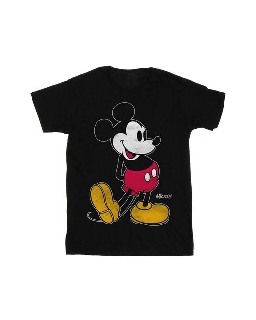 Disney Black Mickey Mouse Classic Kick T-Shirt () Cotton for men