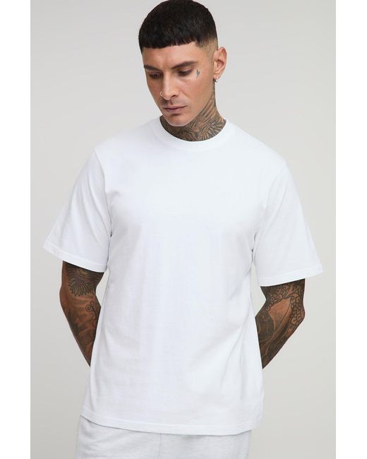 BoohooMAN White Tall Basic Crew Neck Regular Fit T-Shirt for men