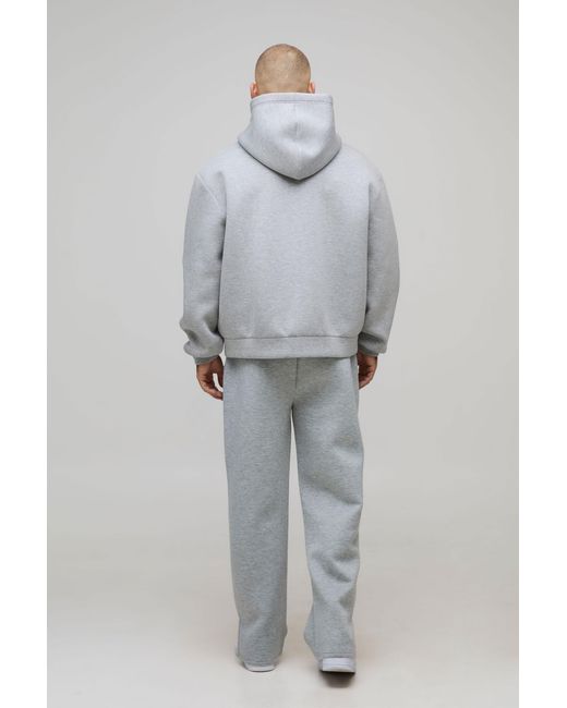 BoohooMAN Gray Oversized Boxy Bonded Scuba Zip Through Hoodie for men