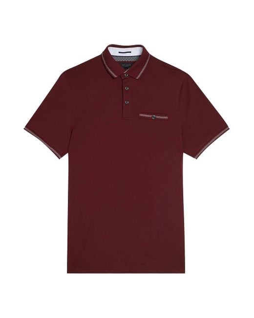 Ted Baker Red Tortila Polo Shirt Cotton/Modal for men