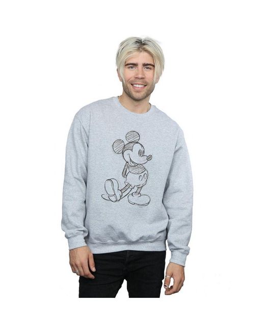 Disney Gray Mickey Mouse Sketch Kick Sweatshirt (Sports) for men