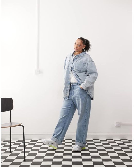 Noisy May Blue Curve Denim Overshirt