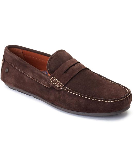 Base London Brown Collins Leather Dark Loafers for men