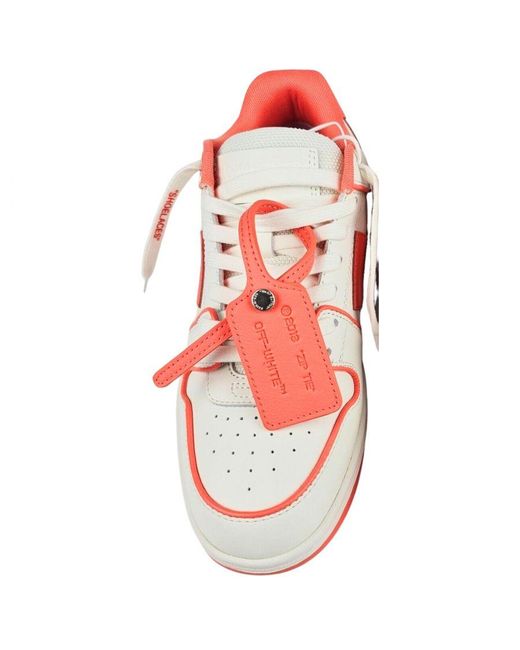 Off-White c/o Virgil Abloh Red Off- Out Of Office Coral Calf Leather Sneakers for men