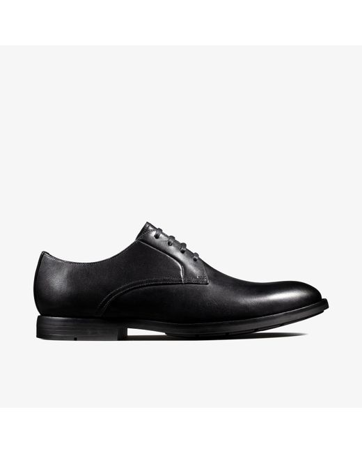 Clarks Black Ronnie Walk Leather Shoes for men