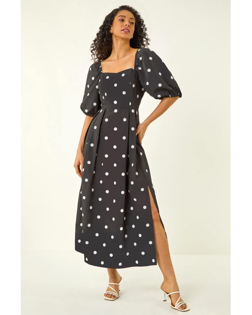 D.u.s.k Black Polka Dot Midi Dress