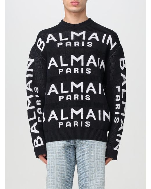 Balmain Logointarsia Trui in het Blue voor heren