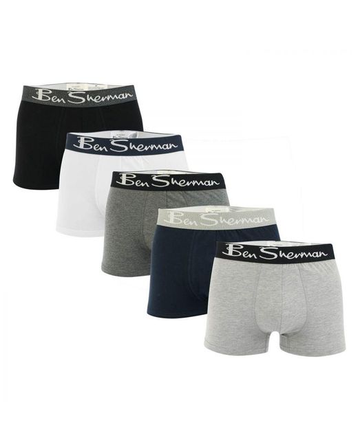 Ben Sherman Black Podrick 5 Pack Boxer Shorts for men