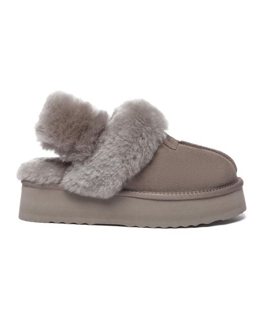 EverAu Australia Gray Ever Au Fantail Leather Slippers With Two Removable Straps