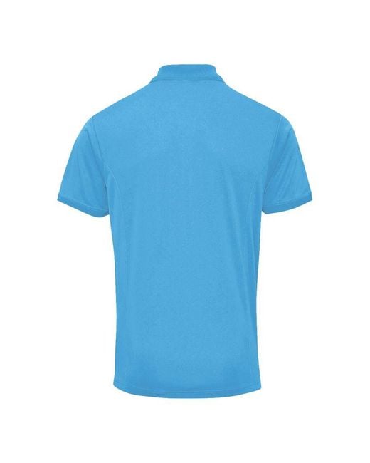 PREMIER Blue Coolchecker Pique Short Sleeve Polo T-Shirt for men