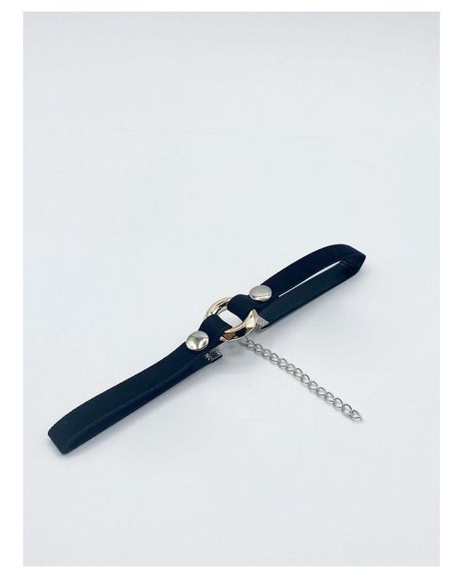 SVNX Blue Faux Suede Choker Necklace With Ring Charm