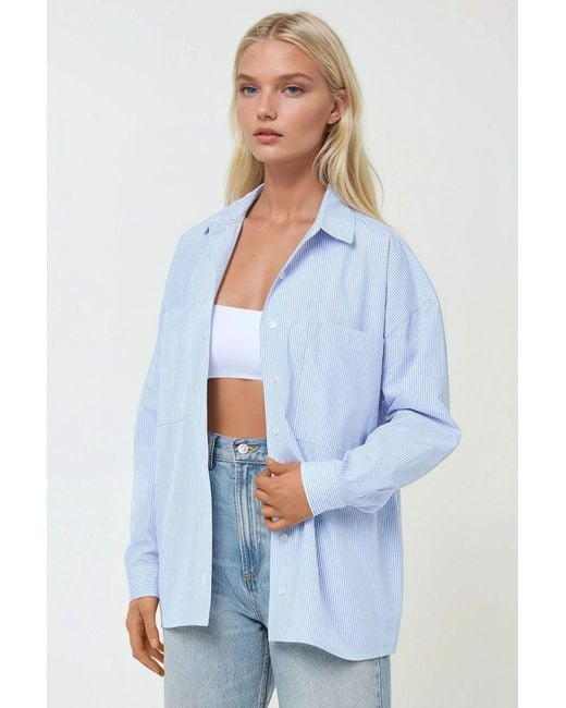 Hiccup White Striped Regular Fit Long Sleeve Soft Shirt