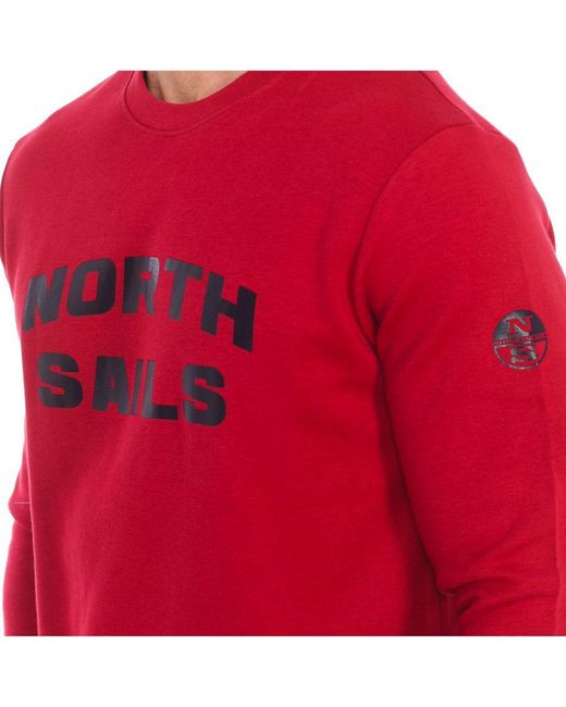 North Sails Red Long-Sleeved Crew-Neck Sweatshirt 9024170 for men