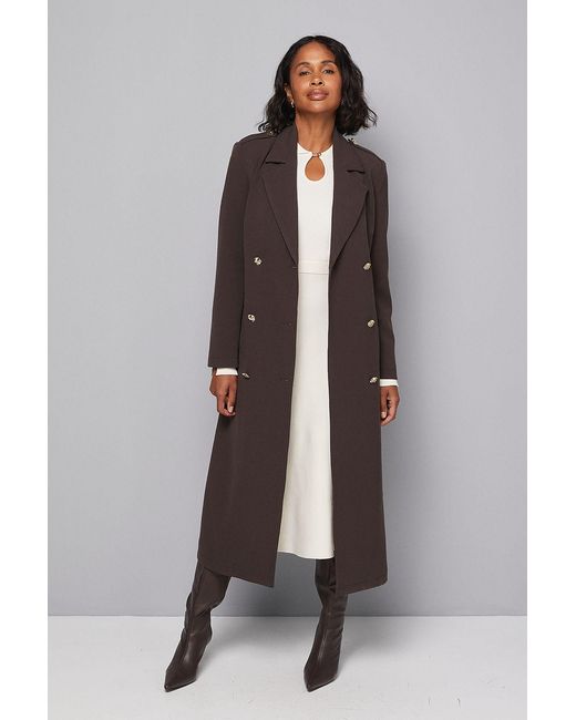Wallis Gray Double Crepe Trench Coat