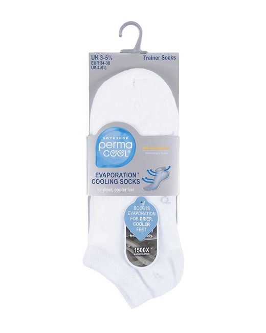 Permacool White Breathable Anti Sweat Trainer Quarter Socks For Hot Weather
