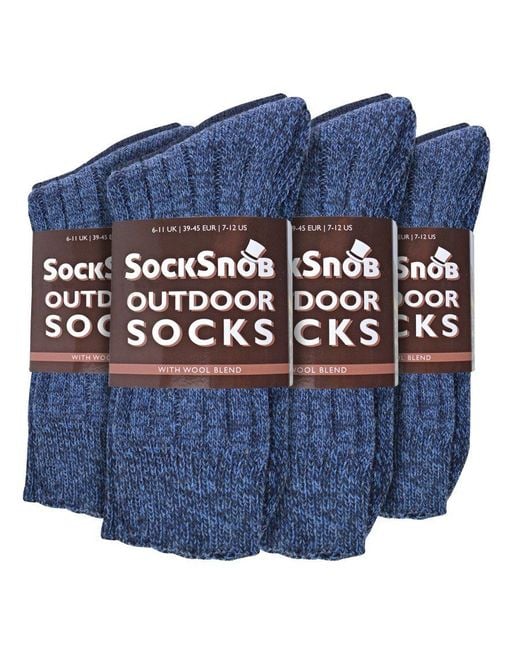 Sock Snob Blue 12 Pairs Wool Boot Socks For Hiking for men
