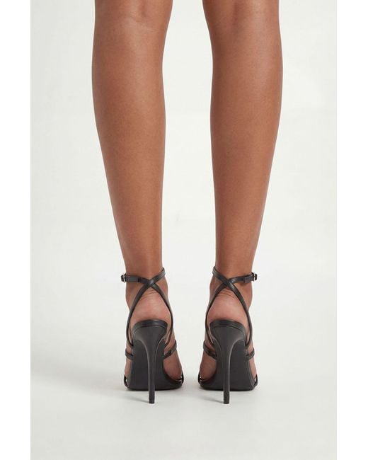 Boohoo Black Wide Fit Skinny Strap Stiletto Heels