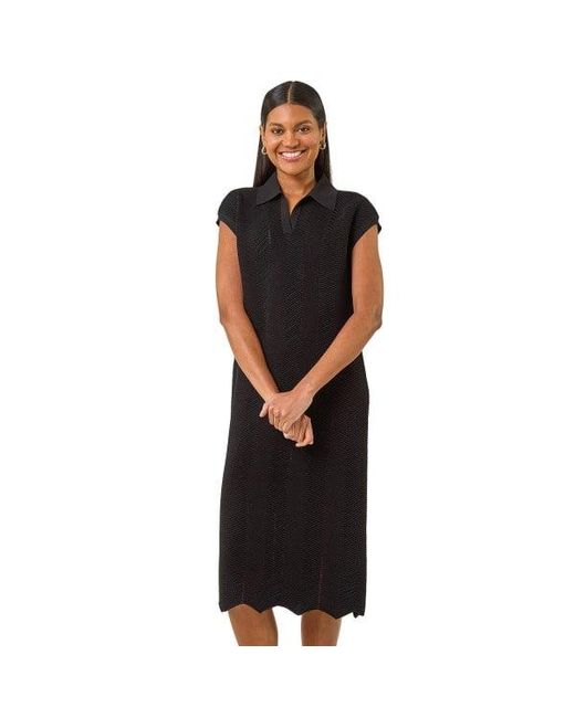 Roman Black Textured Zig Zag Knit Midi Dress