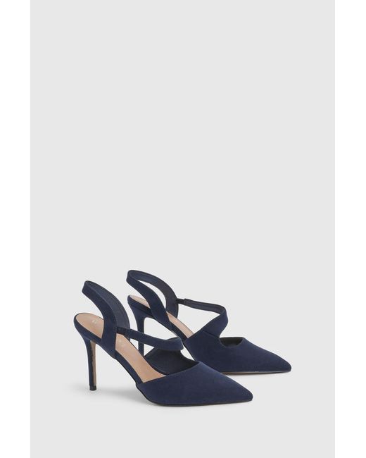 Wallis Blue Wide Fit Everly Asymmetric Pointed Stiletto High Heel Court Shoes