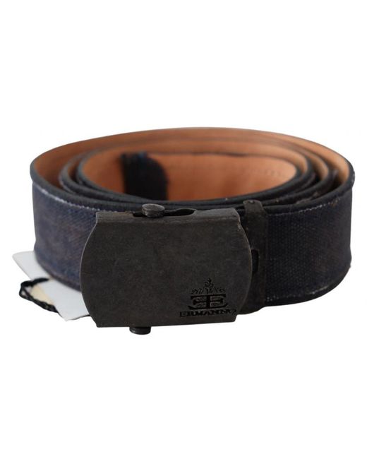 Ermanno Scervino Black Blue Leather Ratchet Buckle Belt