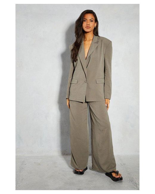 MissPap Gray Linen Look Oversized Tailored Blazer