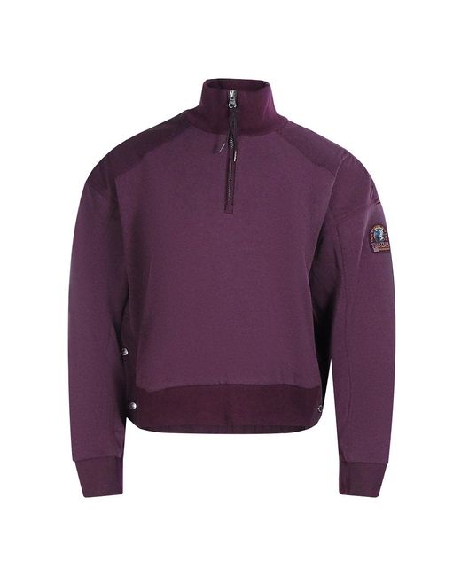 Parajumpers Purple Quarter Zip Turtleneck Fleece Sweatshirt Cotton