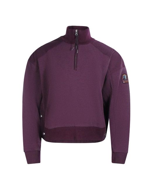 Parajumpers Purple Quarter Zip Turtleneck Fleece Sweatshirt Cotton