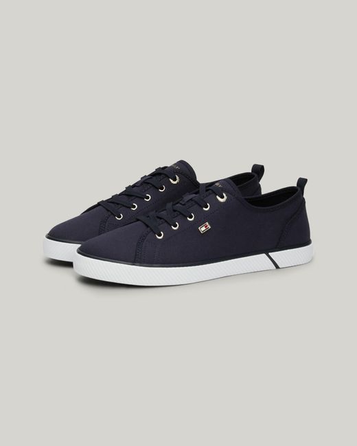 Tommy Hilfiger Blue Vulc Detail Canvas Trainers Colour: Space