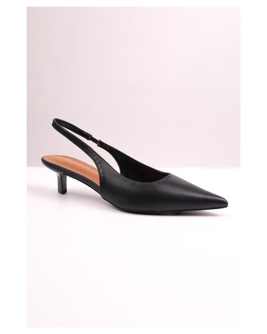Where's That From Black 'New' Form Low Kitten Heels With Pointed Toe & Elastic Slingback